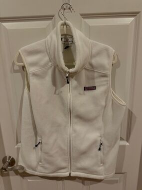 Vineyard Vines White Fleece Vest Womens Large Full Zip